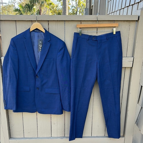 NWT Orginal Penguin Slim Fit Suit Fitted Cut Tapered Leg 38R 32W 32L Wedding - Picture 1 of 15